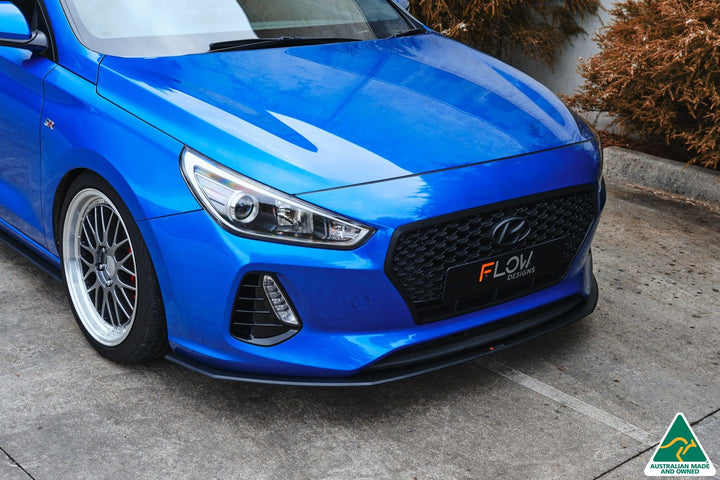 Flow Designs i30 SR Hatch (2017-2018) Front Lip Splitter & Mounting Brace [GLOSS BLACK]