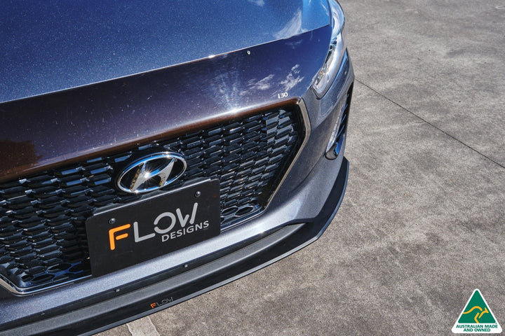 Flow Designs i30 Hatch PD1, PD2 (2018-2020) Front Lip Splitter & Mounting Brace [GLOSS BLACK]