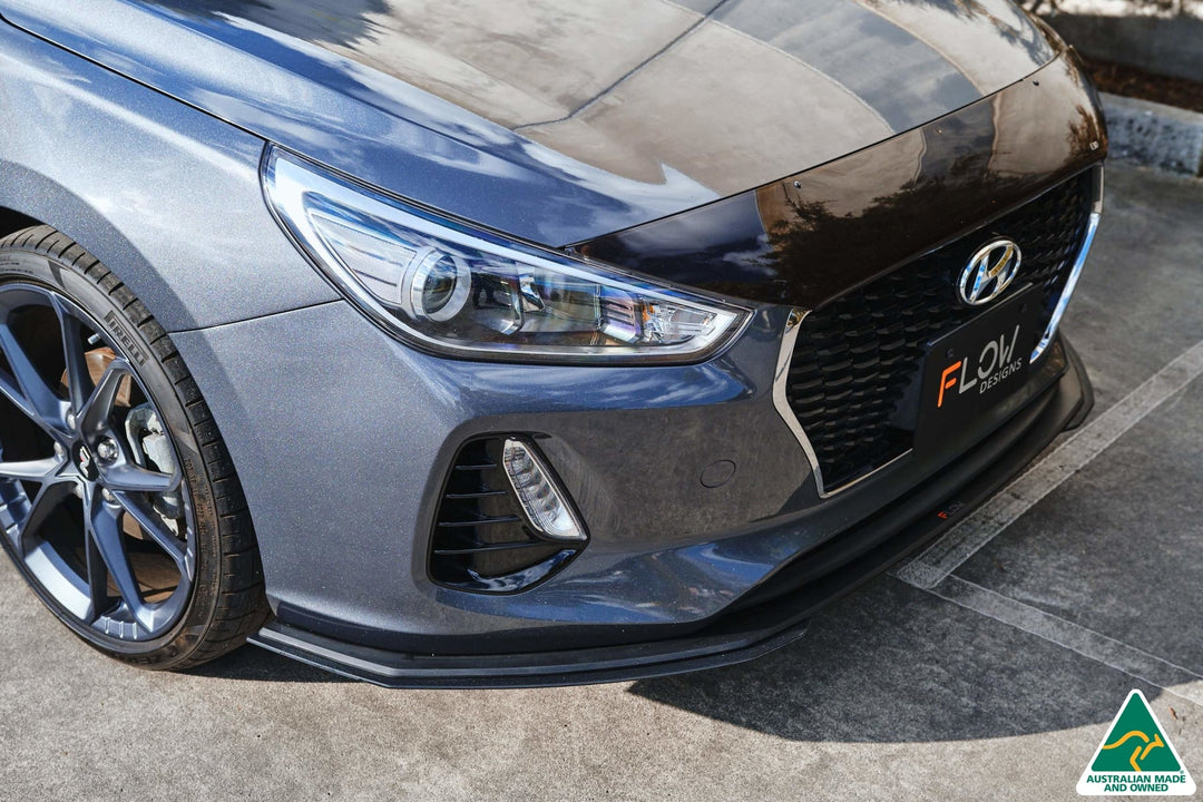 Flow Designs i30 Hatch PD1, PD2 (2018-2020) Front Lip Splitter & Mounting Brace [GLOSS BLACK]