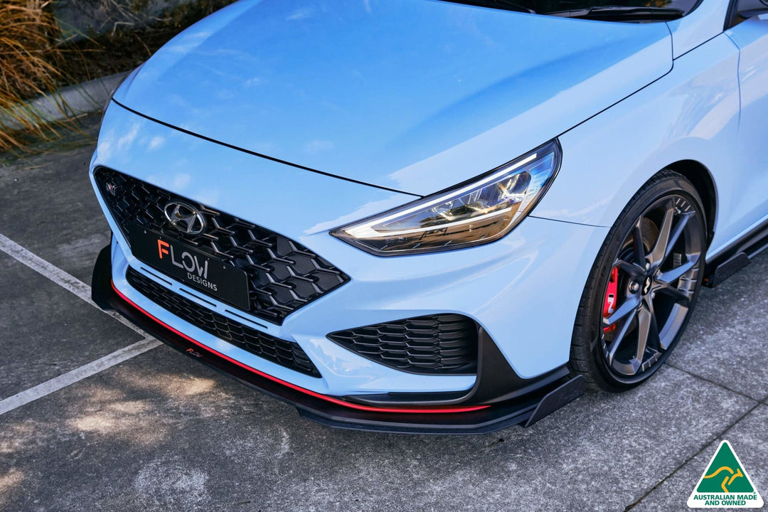 Flow Designs i30N Hatch PD FL (2021) Front Lip Splitter & Reinforcement Brackets [GLOSS BLACK]