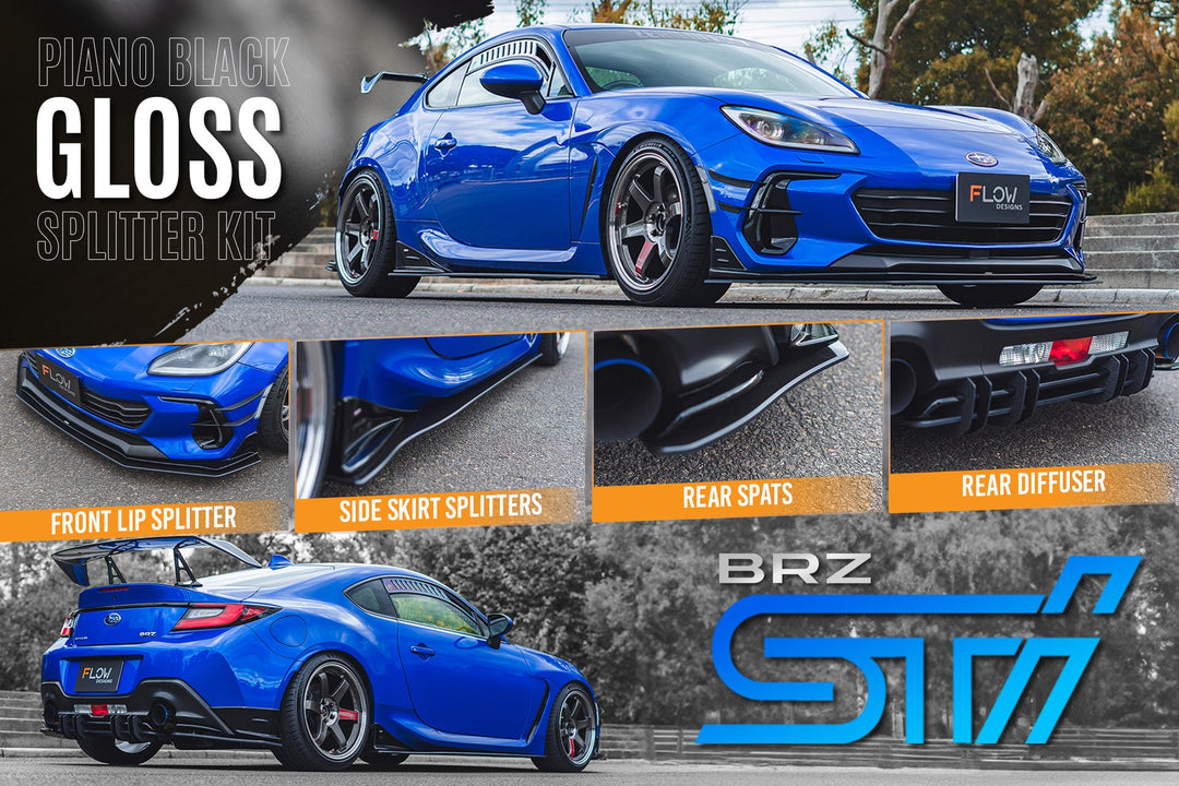 Flow Designs Full Lip Splitter Set for 2022+ Subaru BRZ ZD8 STi [Gloss Black]