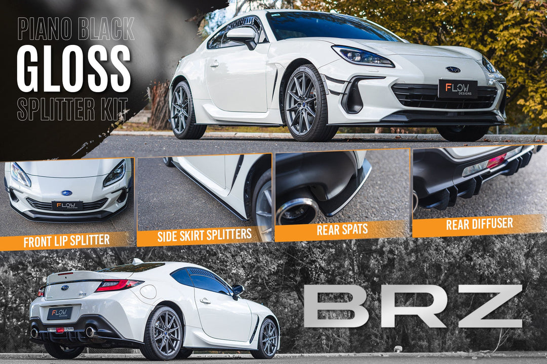 Flow Designs Full Lip Splitter Set for 2022+ Subaru BRZ ZD8 & Toyota GR86 ZN8 [Gloss Black]