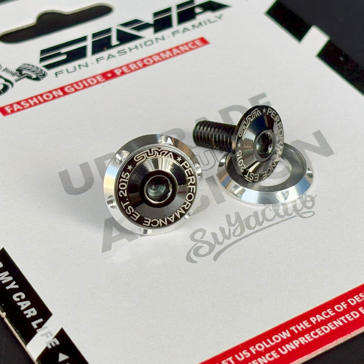 SUYA Engine Bay - CNC M6 Dress Up Washer & Bolt (V1) - Black & Blue Bolts