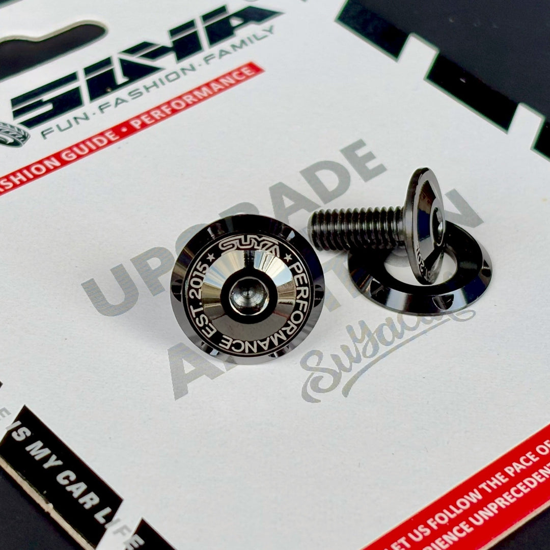 SUYA Engine Bay - CNC M6 Dress Up Washer & Bolt (V1) - Black & Blue Bolts