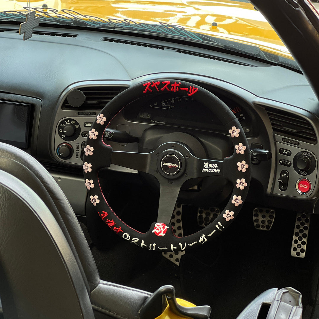 SUYA Steering - Premium Suede Racing Steering Wheel with Horn Button - "JDM Culture"