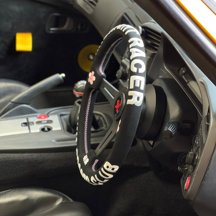 SUYA Steering - Premium Suede Racing Steering Wheel with Horn Button - "Midnight Racer"