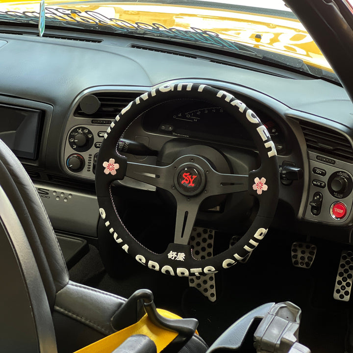 SUYA Steering - Premium Suede Racing Steering Wheel with Horn Button - "Midnight Racer"