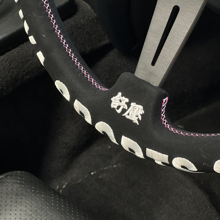 SUYA Steering - Premium Suede Racing Steering Wheel with Horn Button - "Midnight Racer"