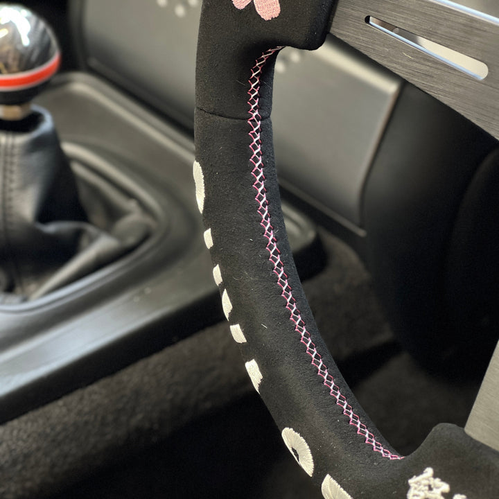 SUYA Steering - Premium Suede Racing Steering Wheel with Horn Button - "Midnight Racer"