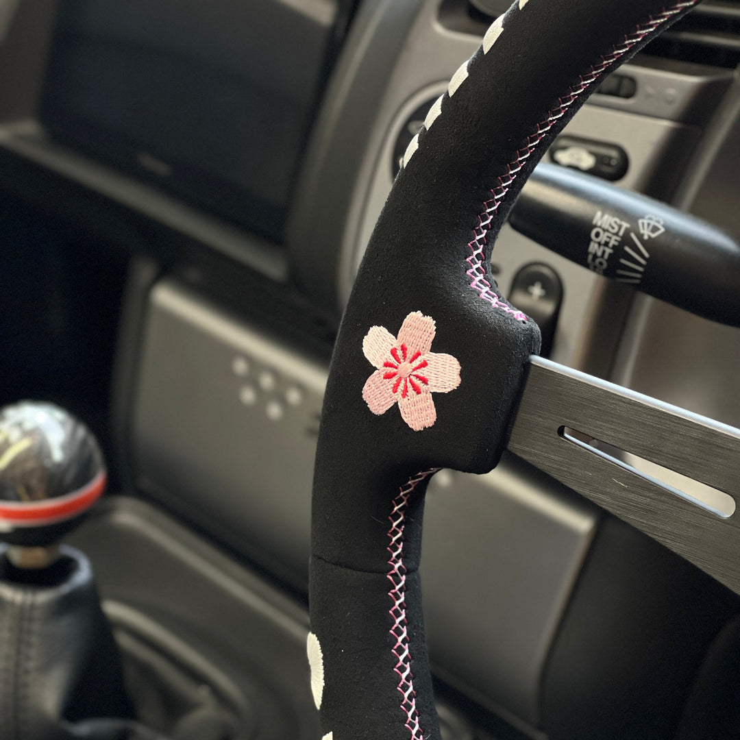 SUYA Steering - Premium Suede Racing Steering Wheel with Horn Button - "Midnight Racer"