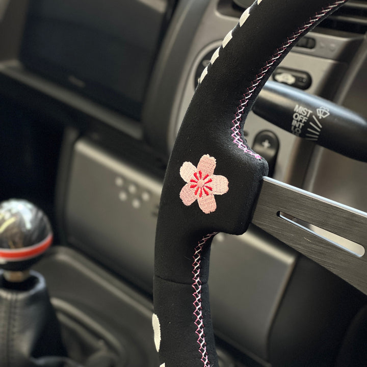 SUYA Steering - Premium Suede Racing Steering Wheel with Horn Button - "Midnight Racer"