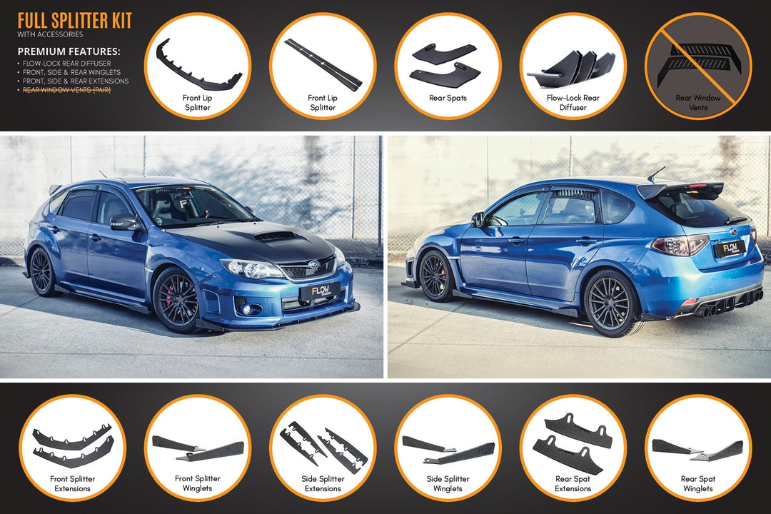 Flow Designs Full Lip Splitter Set for Subaru Impreza WRX & STI G3 Hatch FL