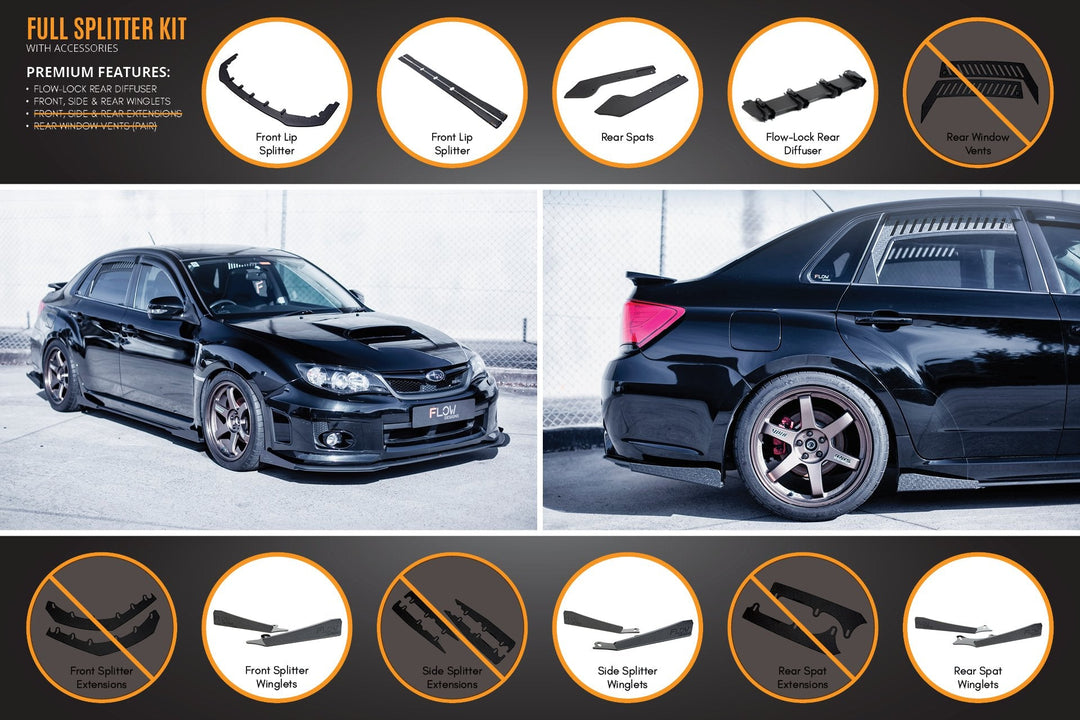 Flow Designs Full Lip Splitter Set for Subaru Impreza WRX / STI G3 Sedan FL