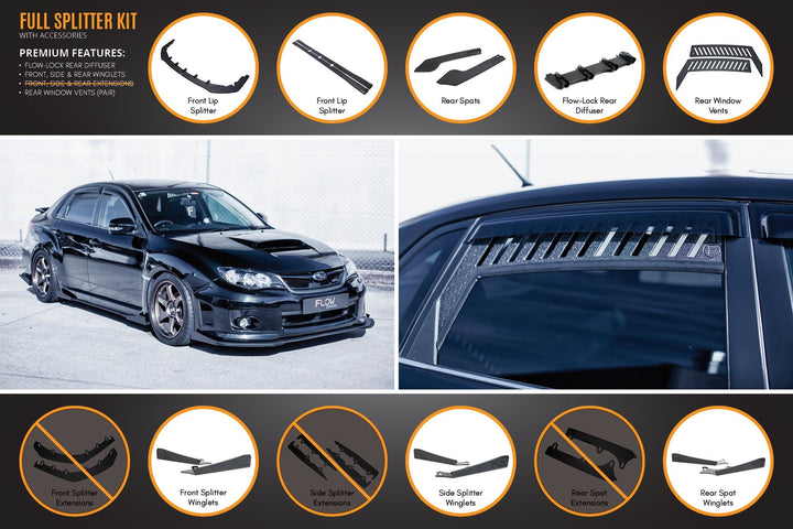 Flow Designs Full Lip Splitter Set for Subaru Impreza WRX / STI G3 Sedan FL