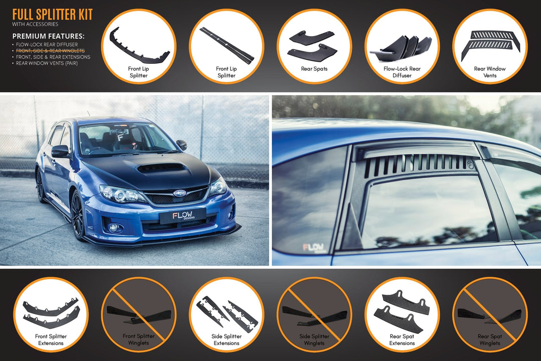 Flow Designs Full Lip Splitter Set for Subaru Impreza WRX & STI G3 Hatch FL