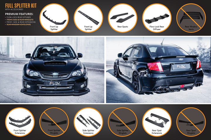 Flow Designs Full Lip Splitter Set for Subaru Impreza WRX / STI G3 Sedan FL