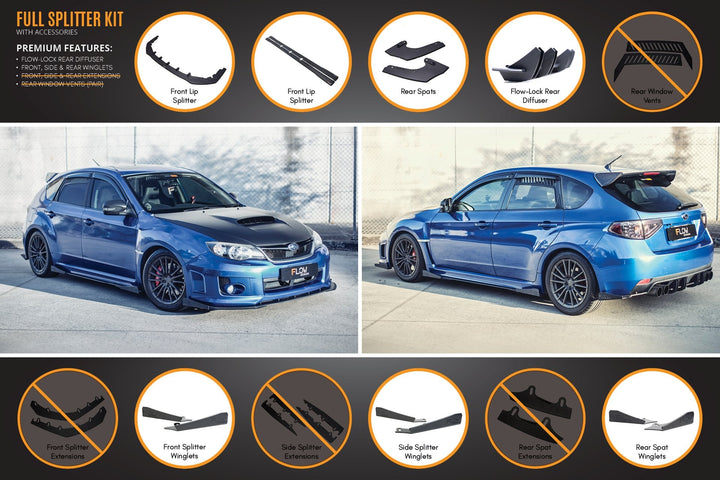 Flow Designs Full Lip Splitter Set for Subaru Impreza WRX & STI G3 Hatch FL