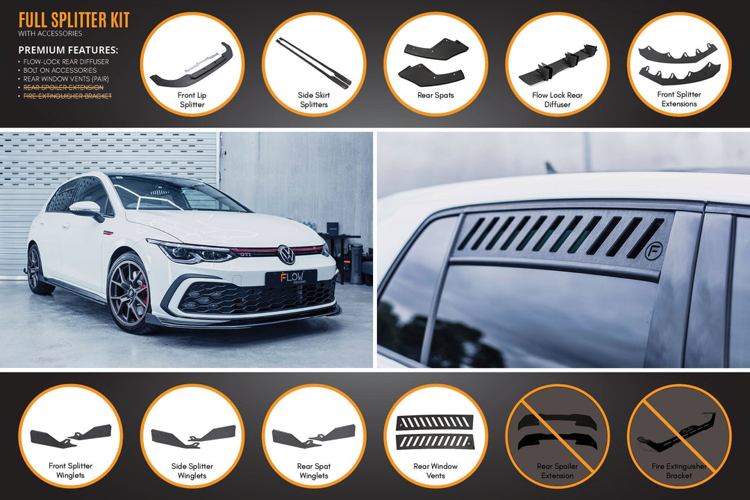 MK8 Golf GTI Full Lip Splitter Set