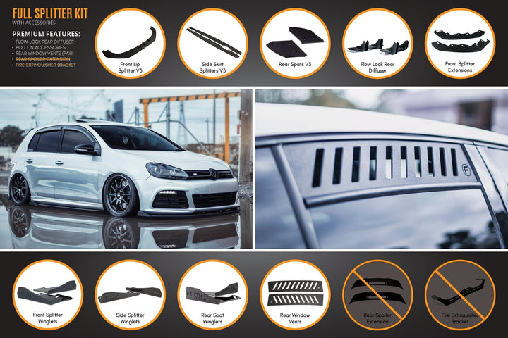 MK6 Golf R Full Lip Splitter Set