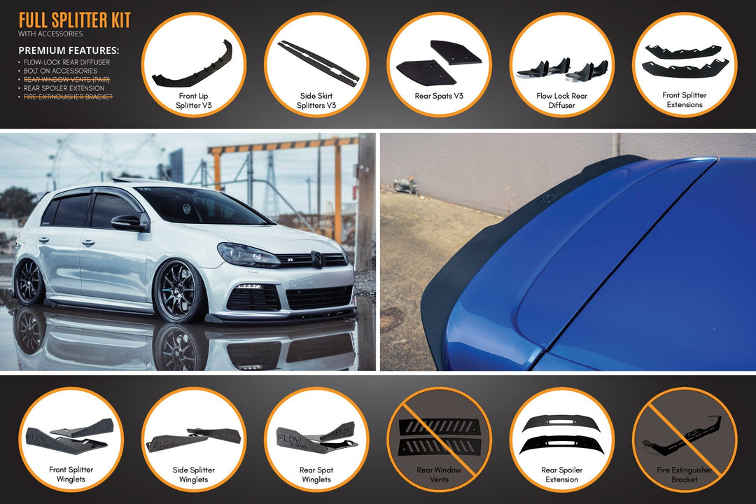MK6 Golf R Full Lip Splitter Set