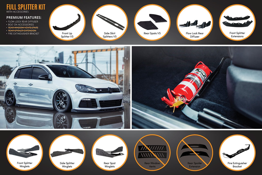 MK6 Golf R Full Lip Splitter Set