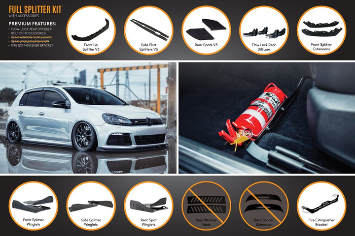 MK6 Golf R Full Lip Splitter Set