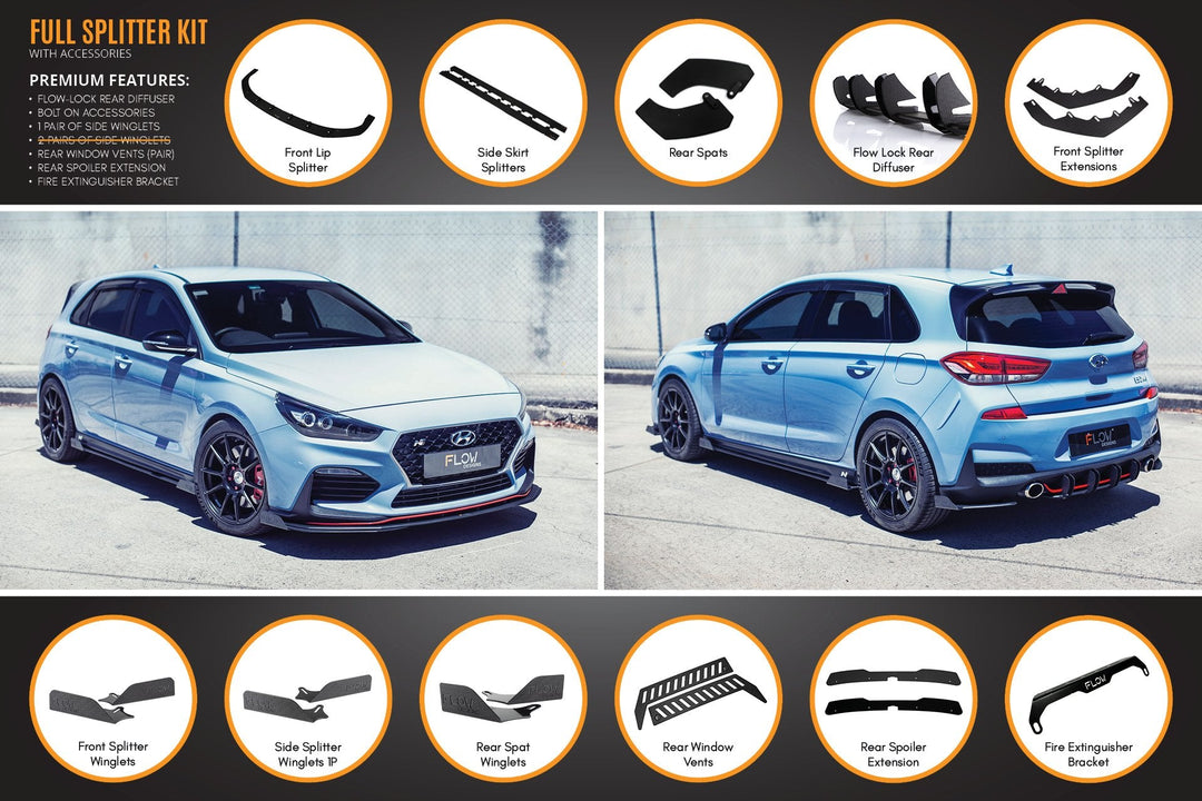 Flow Designs i30N Hatch PD (2018-2020) Full Lip Splitter Set [GLOSS BLACK]