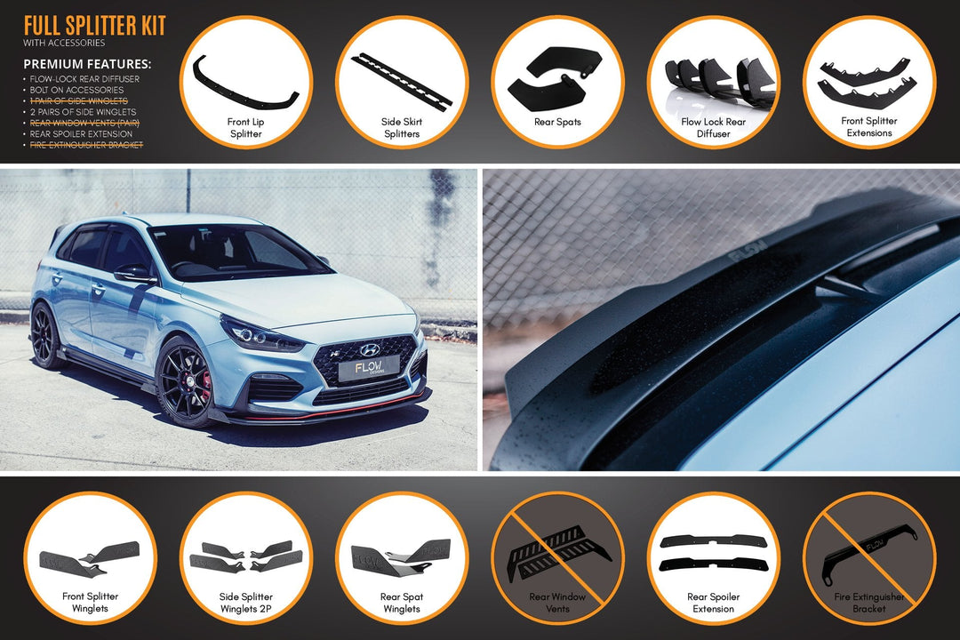 Flow Designs i30N Hatch PD (2018-2020) Full Lip Splitter Set [GLOSS BLACK]