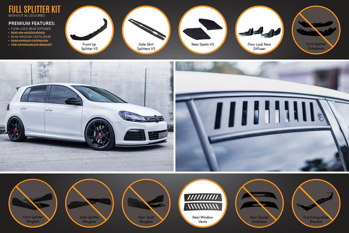 MK6 Golf R Full Lip Splitter Set
