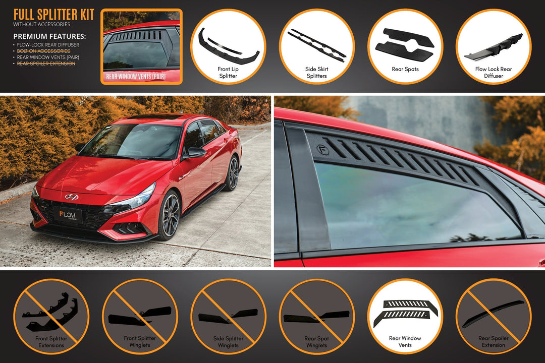 Flow Designs CN7 Elantra N Line Sedan (2020) Full Lip Splitter Set