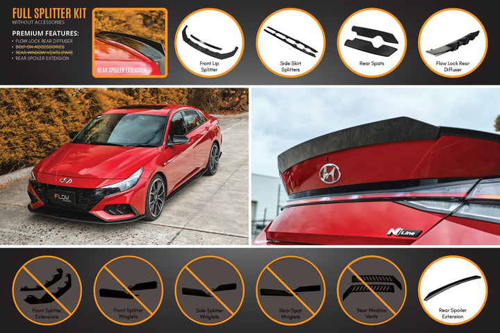 Flow Designs CN7 Elantra N Line Sedan (2020) Full Lip Splitter Set