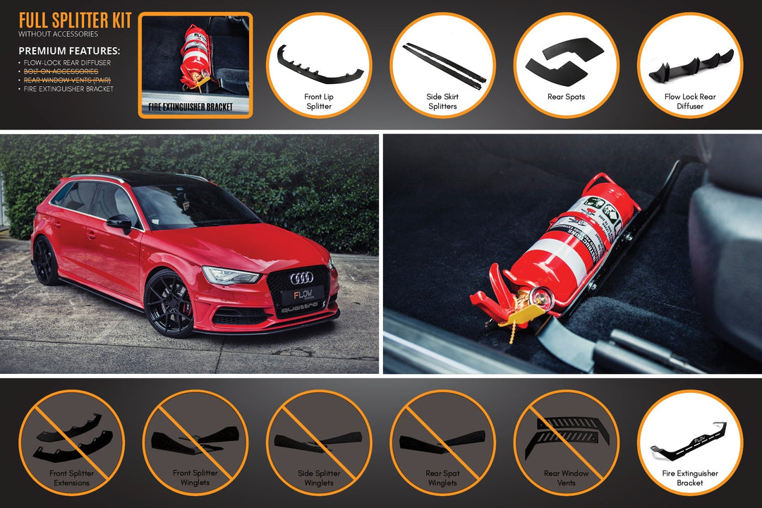 S3 8V (PFL) Sportback Full Lip Splitter Set