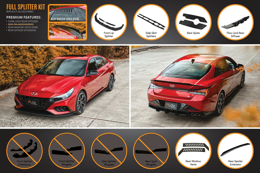 Flow Designs CN7 Elantra N Line Sedan (2020) Full Lip Splitter Set