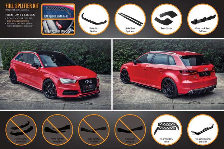 S3 8V (PFL) Sportback Full Lip Splitter Set