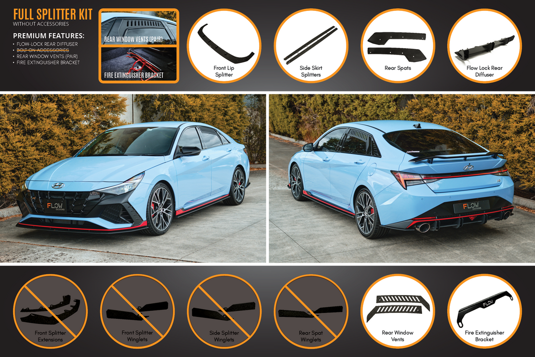 Flow Designs CN7 Elantra N Sedan (2021) Full Lip Splitter Set