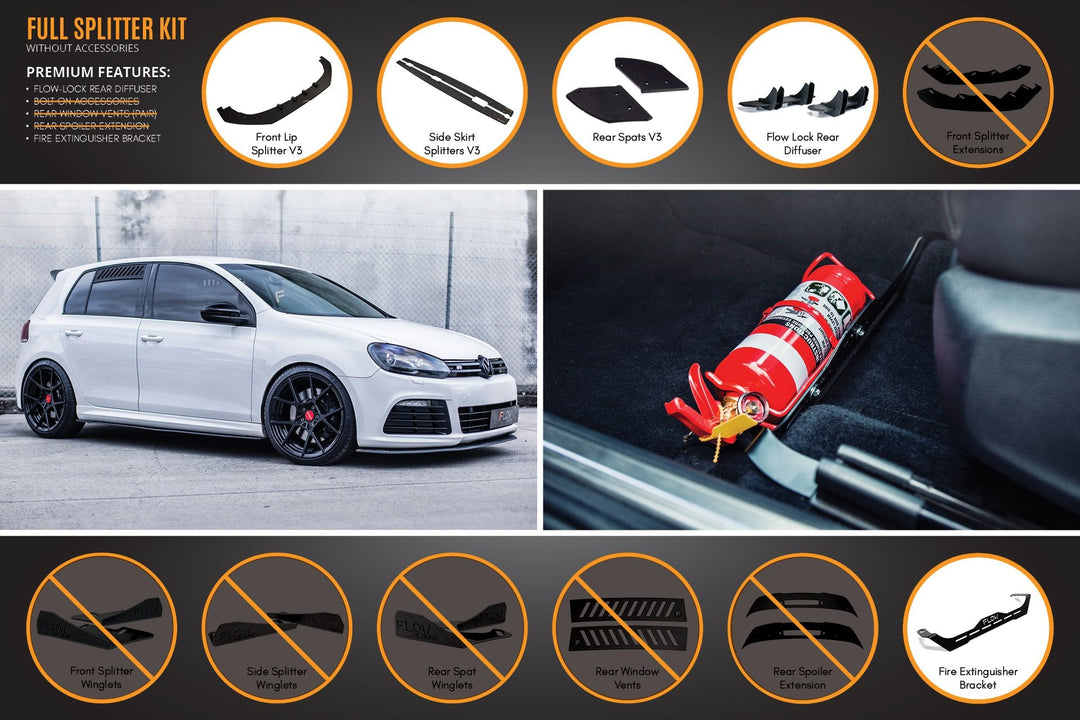 MK6 Golf R Full Lip Splitter Set