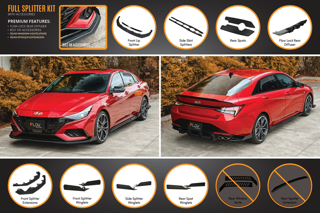 Flow Designs CN7 Elantra N Line Sedan (2020) Full Lip Splitter Set