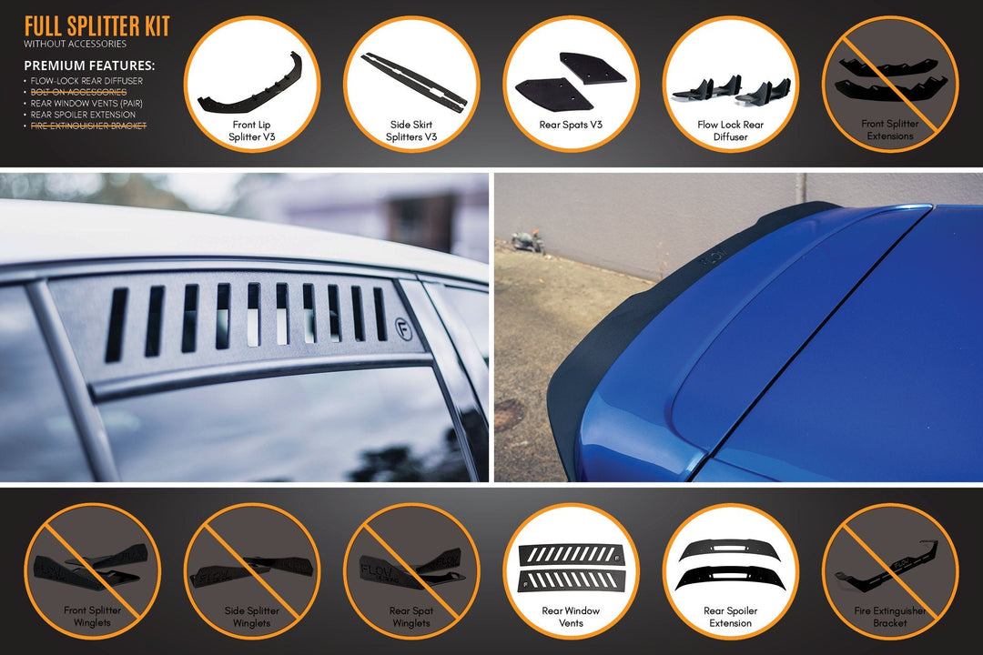 MK6 Golf R Full Lip Splitter Set