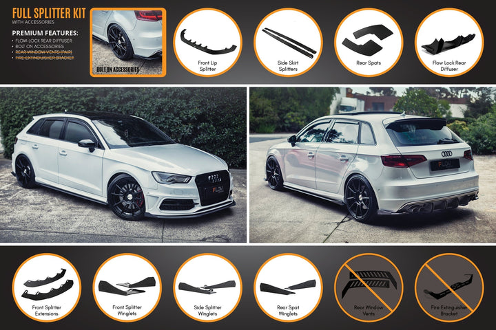 S3 8V (PFL) Sportback Full Lip Splitter Set
