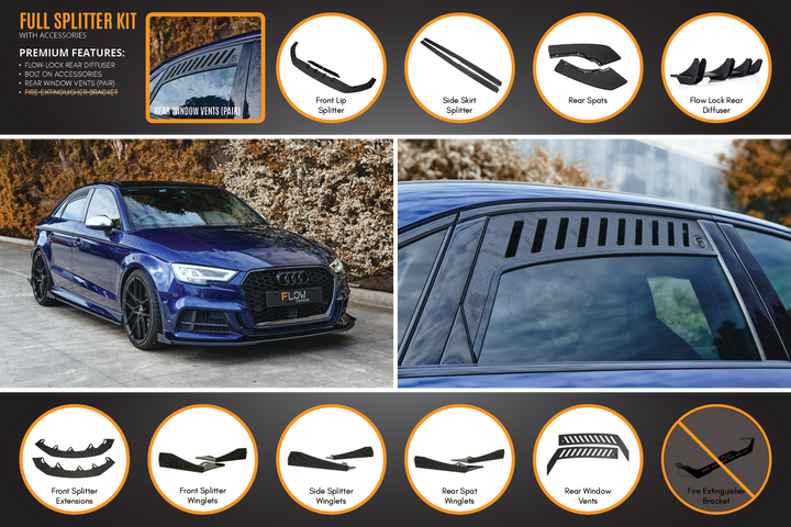 S3 8V Sedan Facelift Full Lip Splitter Set