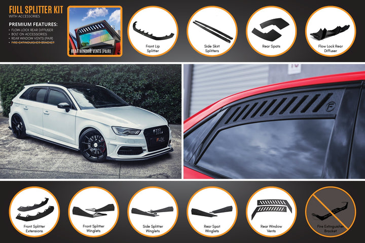 S3 8V (PFL) Sportback Full Lip Splitter Set