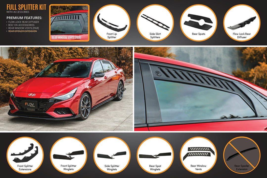 Flow Designs CN7 Elantra N Line Sedan (2020) Full Lip Splitter Set