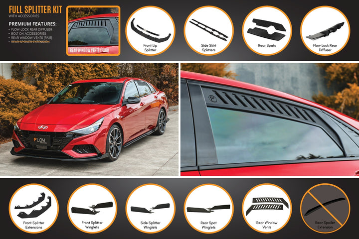 Flow Designs CN7 Elantra N Line Sedan (2020) Full Lip Splitter Set