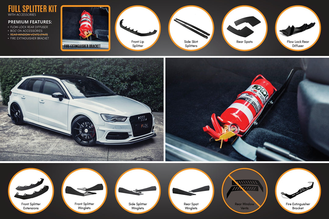 S3 8V (PFL) Sportback Full Lip Splitter Set