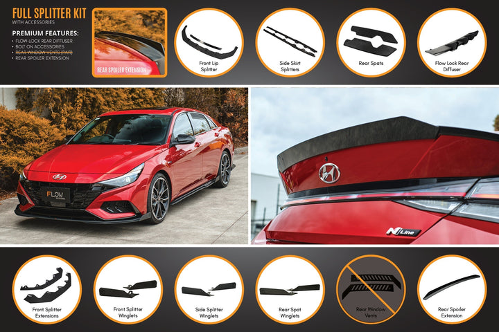 Flow Designs CN7 Elantra N Line Sedan (2020) Full Lip Splitter Set