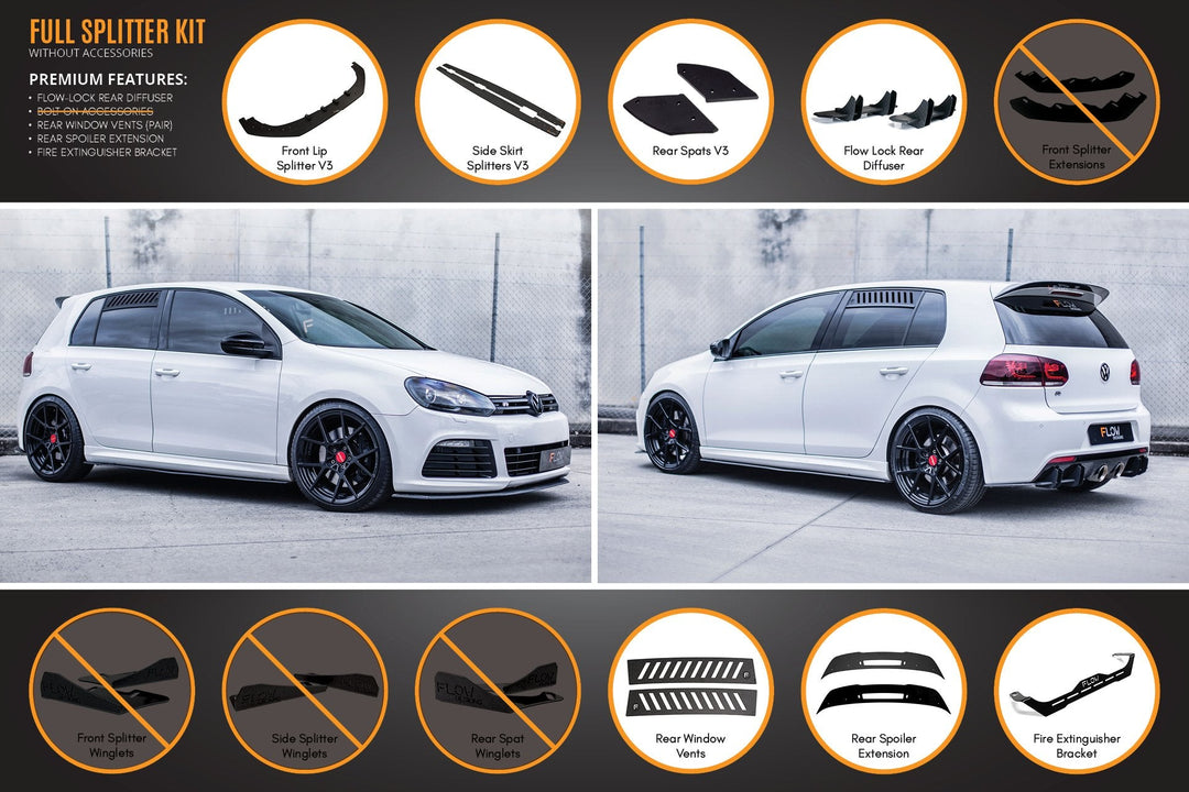 MK6 Golf R Full Lip Splitter Set