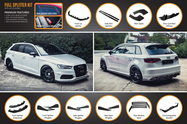 S3 8V (PFL) Sportback Full Lip Splitter Set