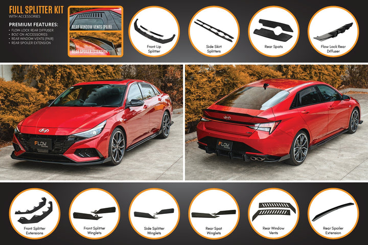 Flow Designs CN7 Elantra N Line Sedan (2020) Full Lip Splitter Set