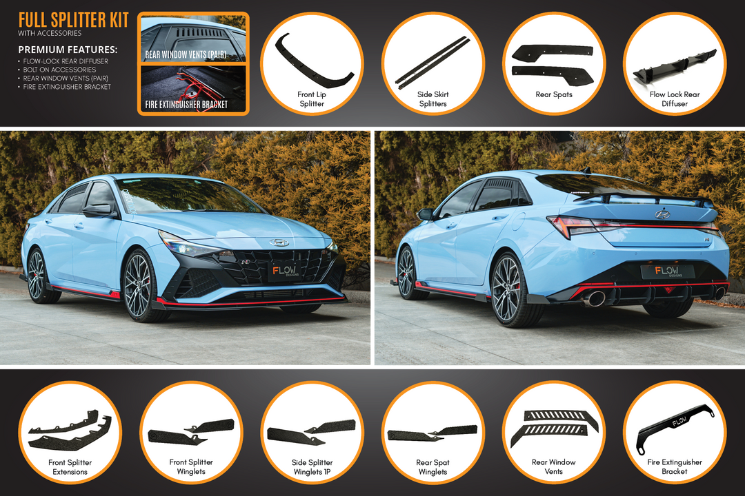 Flow Designs CN7 Elantra N Sedan (2021) Full Lip Splitter Set