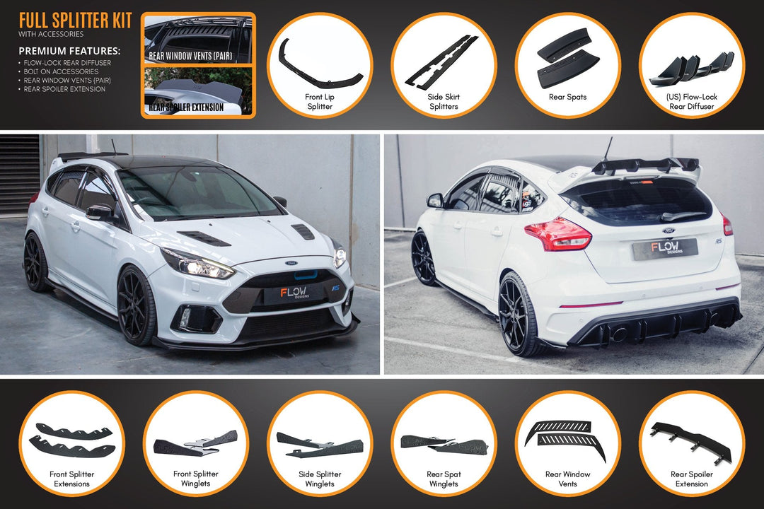 MK3 Focus RS Full Lip Splitter Set